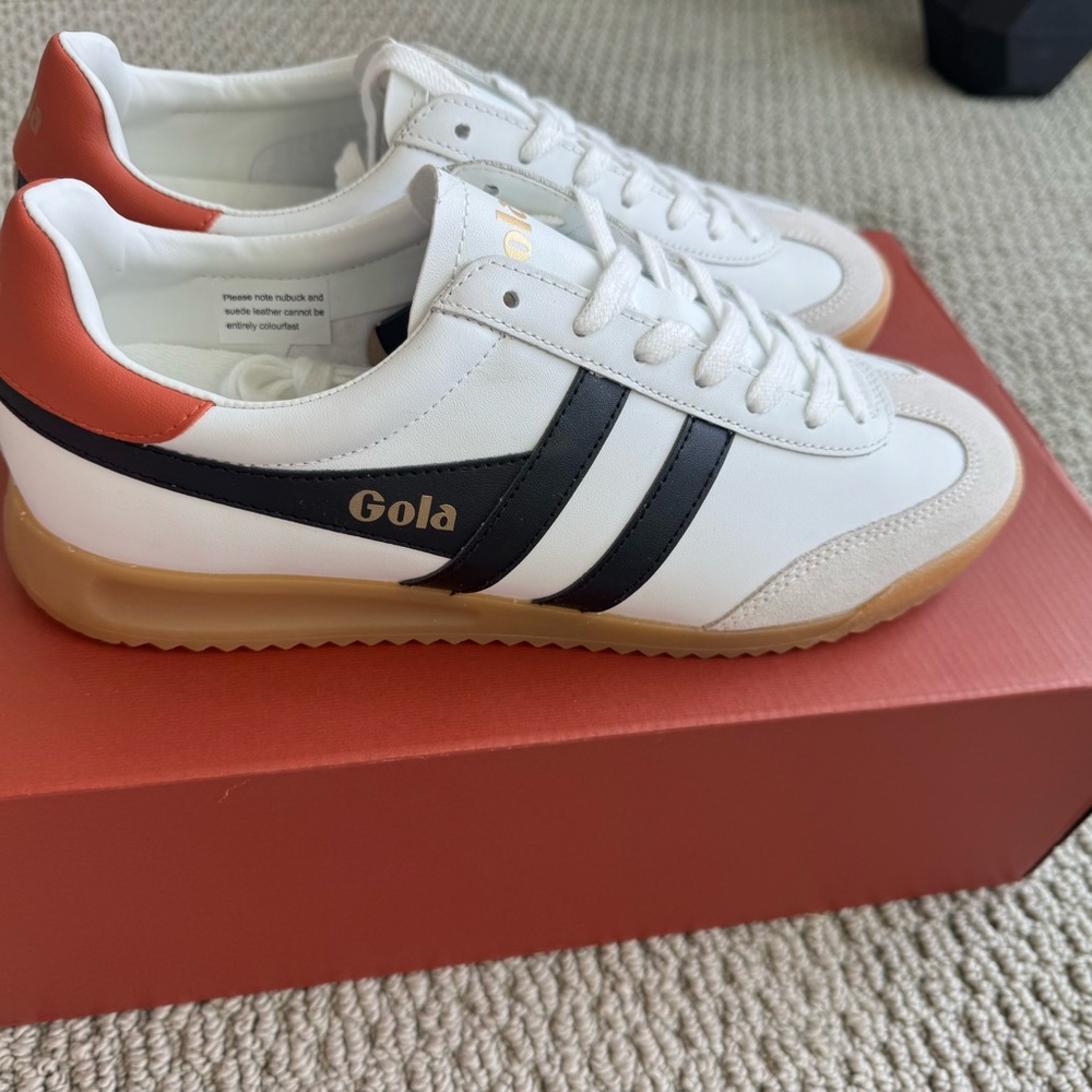 Gola Classic White and Navy Sneakers with Orange Detail- BRAND NEW - NEVER WORN